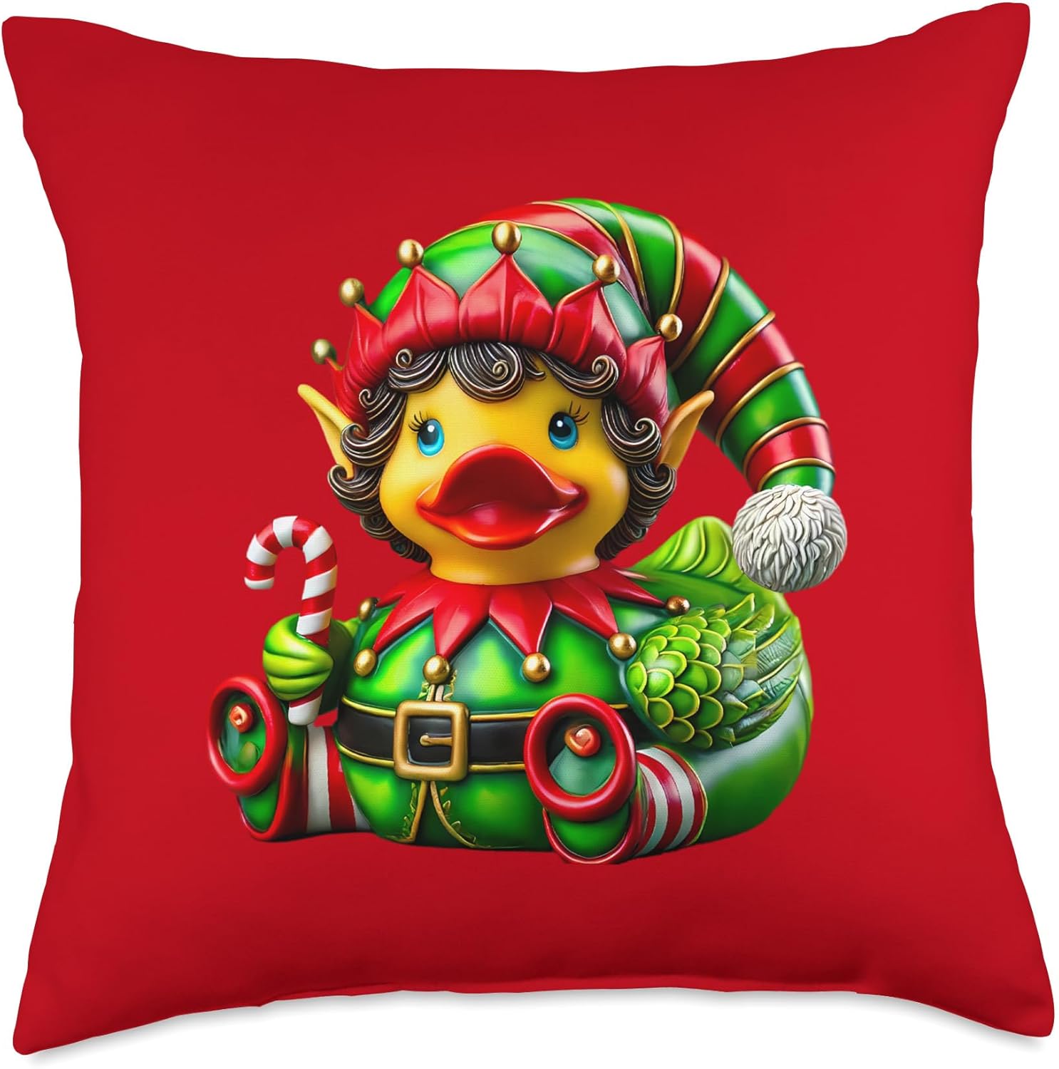 Rubber Duck Elf Christmas Xmas Ducky Women Girls Throw Pillow