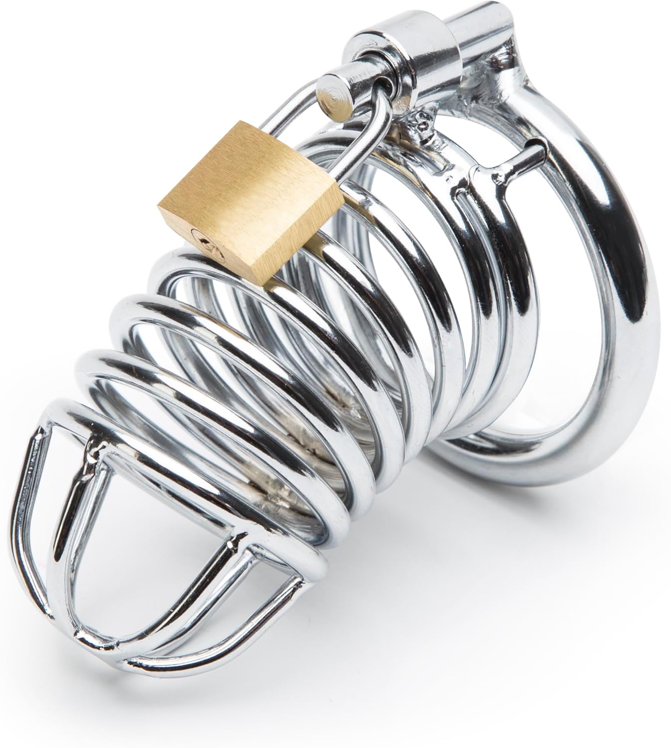 Lovehoney DOMINIX Deluxe Metal Male 2.5 Inch Chastity Device | Solid Steel Cock Cage for Men with Lock & Keys | Heavy Duty Penis Enclosure | Orgasm Control, BDSM Fetish Training, Long-Term Denial Play