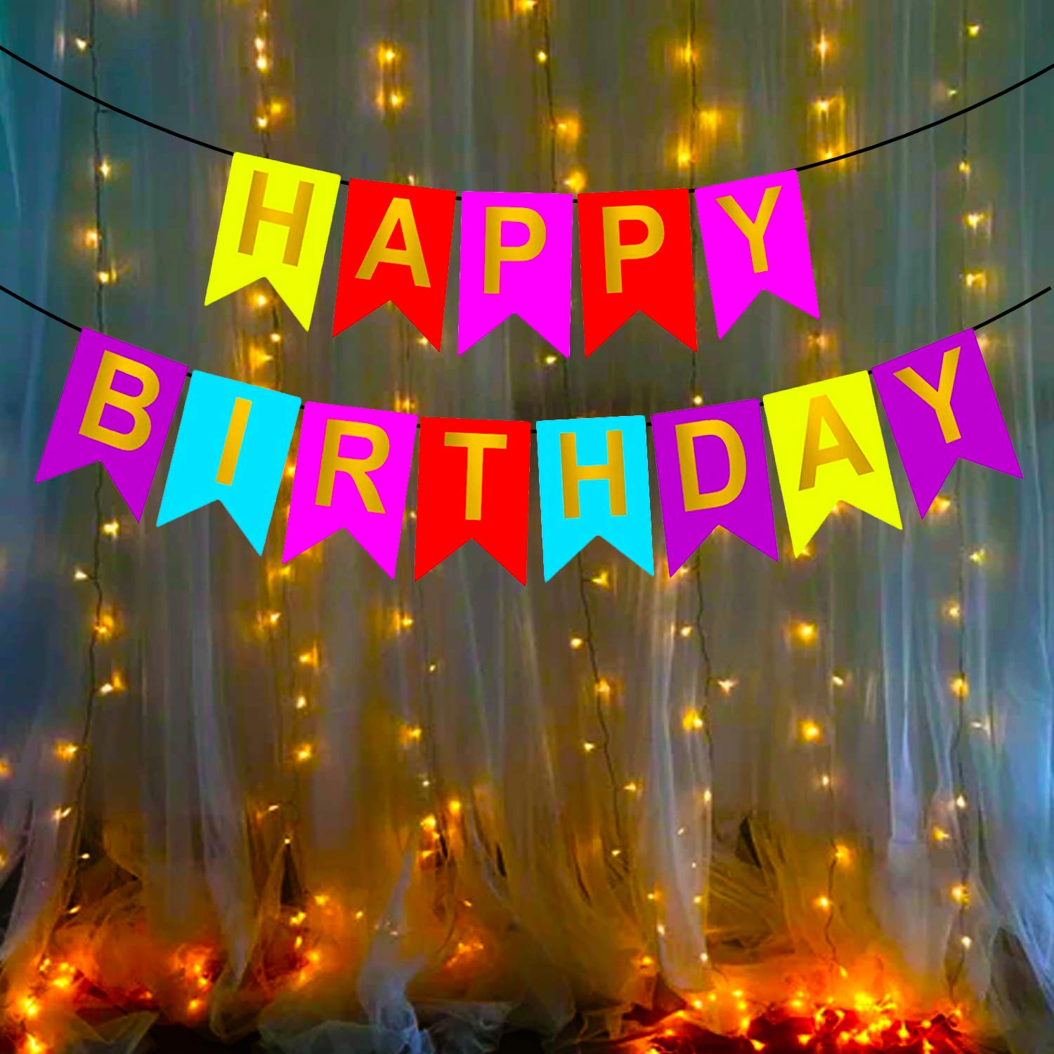 Party Propz Happy Birthday Decoration Kit -2Pcs Multicolour Banner with ...