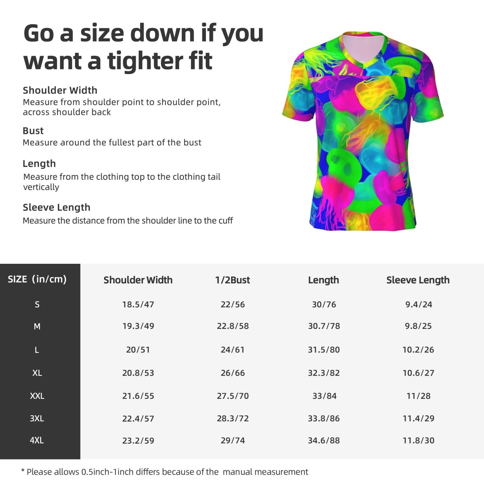 Stylish Athletic Sports Jersey Cute-Rainbow-Jellyfish Men's Rugby Jersey X-Large