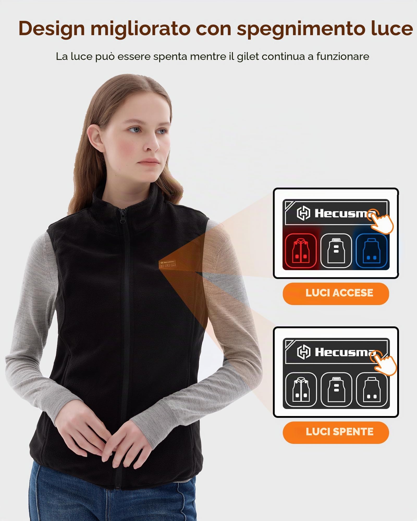 Pile Gilet Riscaldato Donna con 16000mAh 7.4V Batteria Inclusa, Gilet Donna Riscaldato, Gilet Riscaldato in Pile per Caccia, Sci e Motociclismo all'Aperto-XS
