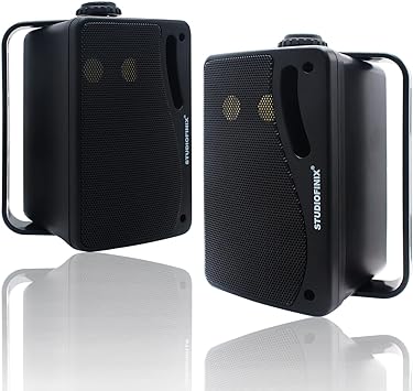 STUDIOFINIX 3.5 Inch Outdoor Bluetooth Speakers Waterproof Wired,3 Way 200W Upgrade Premium Wall Mount Speakers,Ideal use in Patio,Deck, Indoor OutdoorBlack