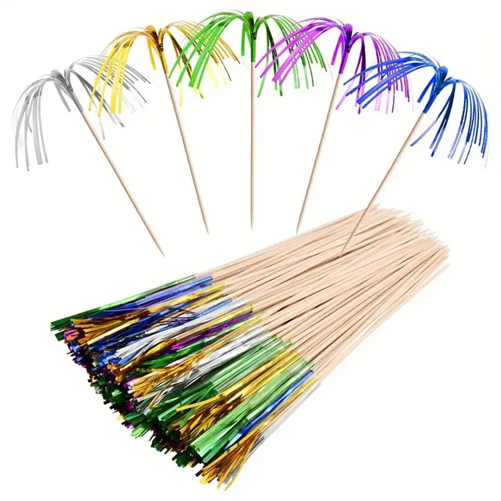 Palitos de cóctel de fuegos artificiales, 300/600/1200 unidades, palitos de fuegos artificiales empaquetados para frutas, postres, fiestas de cumpleaños, celebraciones y eventos (1200 unidades)
