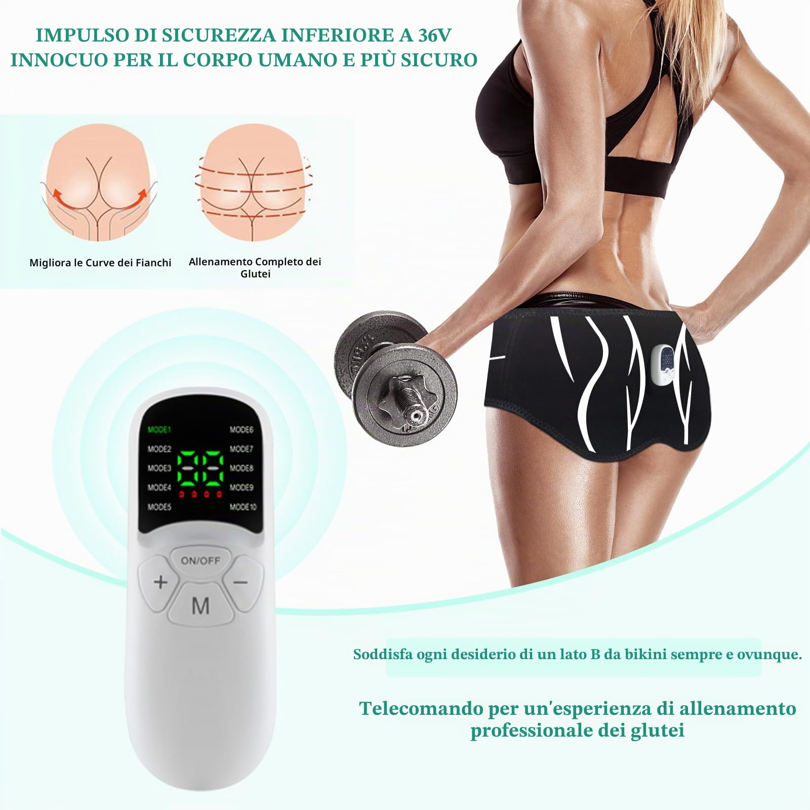 EMS Glute Trainer, Cinture massaggianti ed elettrostimolatori Portatile Intelligente per scolpire Il Corpo, con Telecomando Aiuta a Sollevare, Elettrostimolatore Muscolare per Donne e Uomini