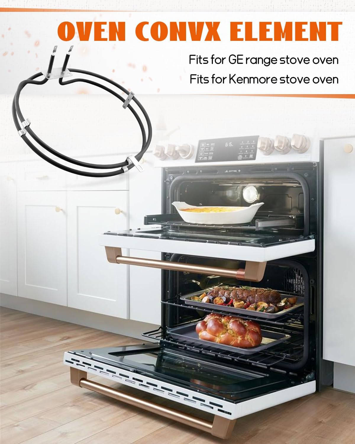 WB44T10053 Oven Element Convx Fit for GE/Kenmore Range Stove Oven, 240V 2500W Circular Convection Heating Element, Replace WB44K5019 WB44T10001 WB44T10020 AP3793583 1087446