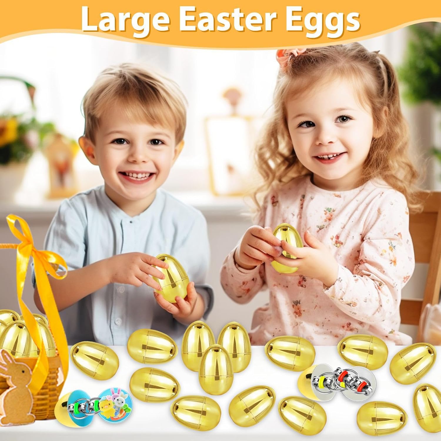 36 Pack 3.15" Large Golden Easter Eggs Empty, Shiny Metallic Plastic Easter Eggs Fillable Surprise Gold Eggs for Easter Basket Stuffers Fillers Easter eggs Hunt Party Favor Classroom Prizes Supplies - Image 6