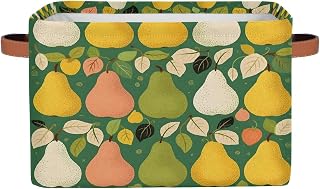 Collapsible Storage Bin 15x11in Fifteen Cartoon Pears Easter Storage Basket for Shelves, Dog Toy Organizing
