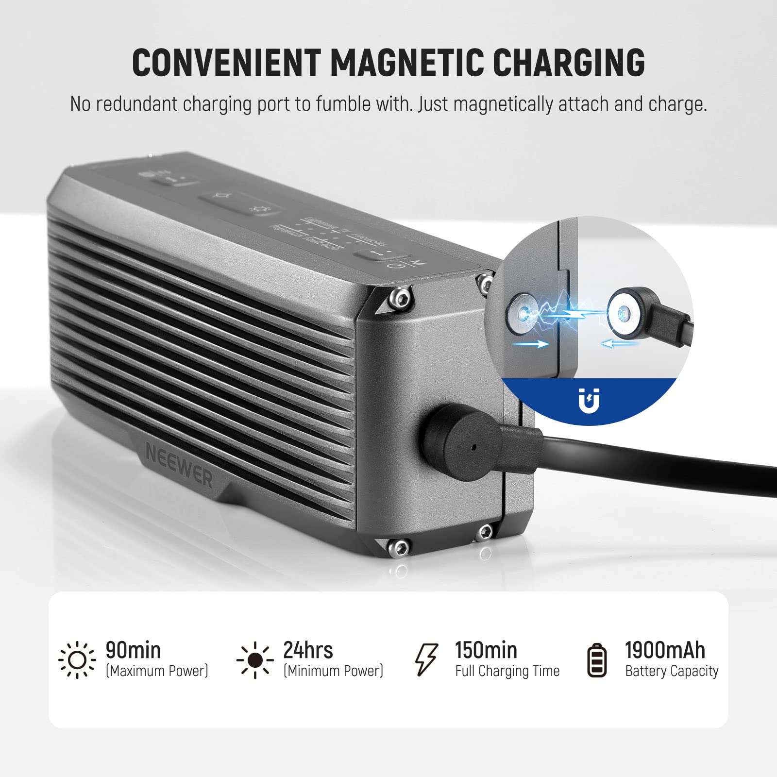 NEEWER WP12 Unterwasser Tauchlicht, 33ft/10m IP68 Wasserdichtes LED Video Licht mit Kugelkopf, 1900mAh 5600K CRI97+ TLCI98+ 2600lux/0,5m(Modus:BOOSTER),5 Effekte, Magnetische Aufladung für DSLR Kamera