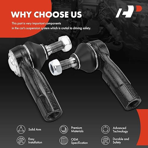 Miniatura 6 de A-Premium 2 extremos de barra de acoplamiento exteriores delanteros, compatibles con Volkswagen Jetta, Passat, Golf (R & Alltrack y SportWagen),