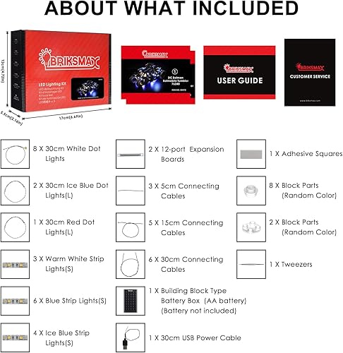 Miniatura 6 de BRIKSMAX Kit de iluminación LED para vaso Batmobile de Batman, compatible con el modelo de bloques de construcción Lego 76240, no incluye el juego