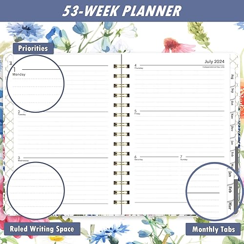 Miniatura 3 de Agenda 2024-2025 - Agenda 2024-2025 - Agenda semanal y mensual con pestañas, 6.3 x 8.4 pulgadas, tapa dura con bolsillo trasero, papel grueso +