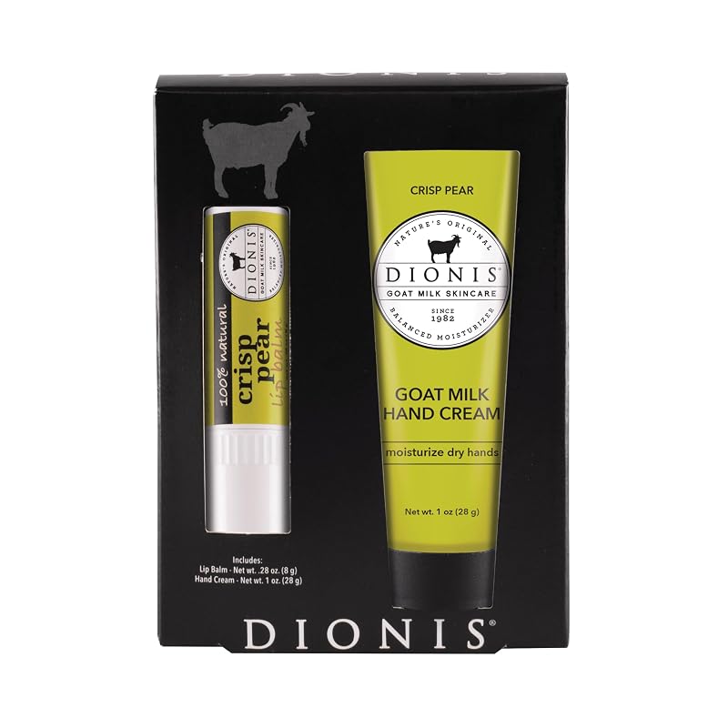 Dionis Conjunto de Creme para as Mãos e Bálsamo Labial com Leite de Cabra, Crisp Pear