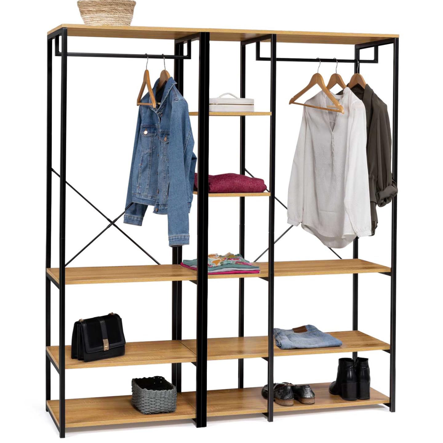 IDMarket - Vestidor modulable XXL L. 150 cm Detroit Diseño Industrial
