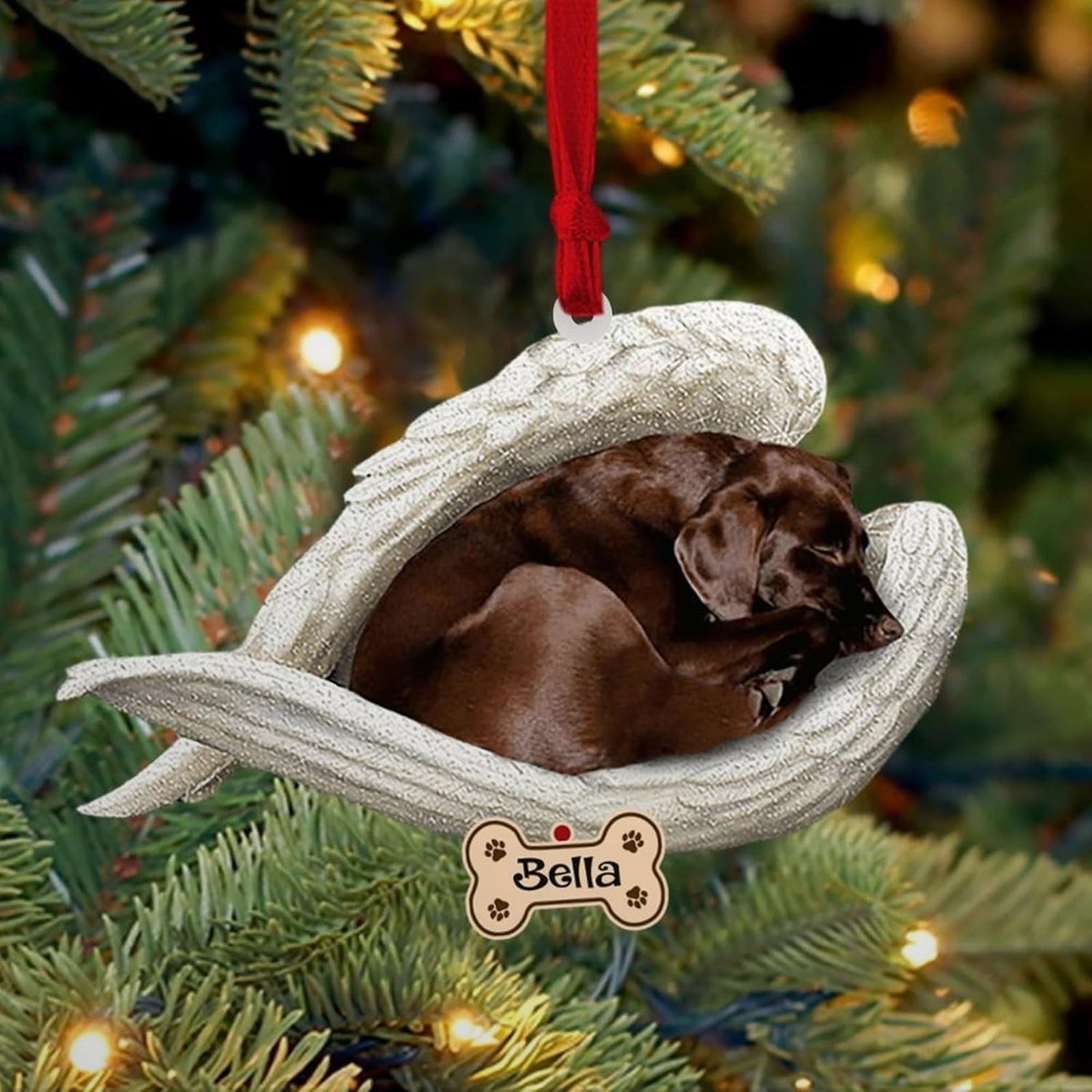 Luckluccy Chocolate Labrador Personalized Ornament,Custom Dog Ornament With Angel Wing,Dog Christmas 2025,Christmas Ornament Shape Acrylic