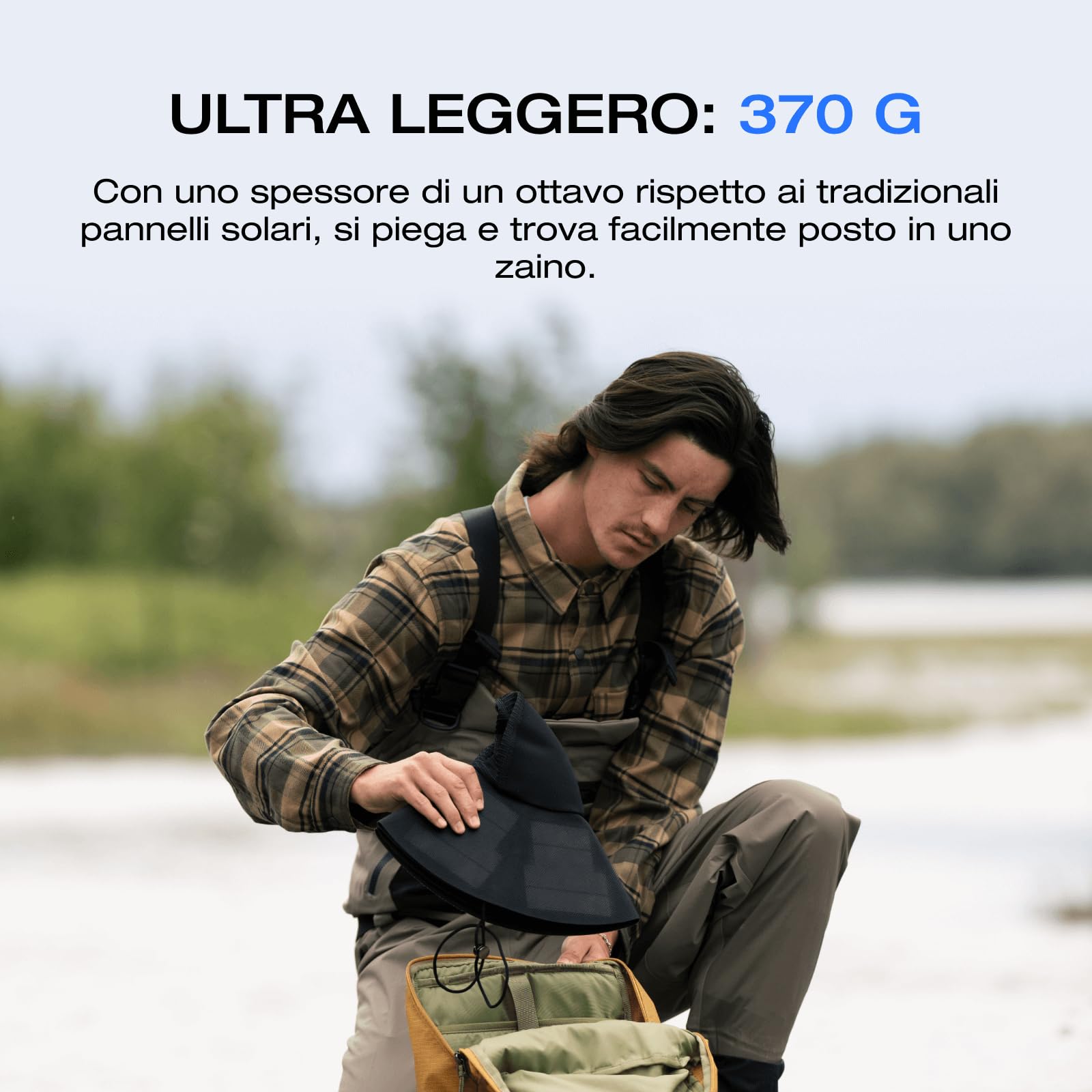 EcoFlow Cappello Solare(M-L) con Generazione di energia Solare a 360 Gradi, Impermeabile, Ultra Leggero, con Doppia Porta USB-A e USB-C, per Escursionismo, Pesca e in Spiaggia