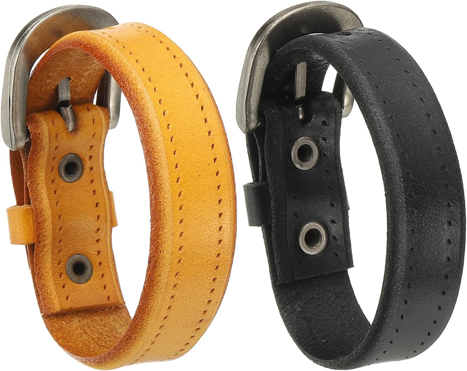 PATIKIL Leather Belt Bracelet, Men Thin Buckle Wristband Buckle Wristband for Men Women Vintage Cuff