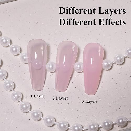 Miniatura 5 de Imtiti Esmalte de uñas de gel transparente rosa claro, gel de color rosa lechoso, semitransparente, UV, para arte de uñas, se quita con lámpara UV