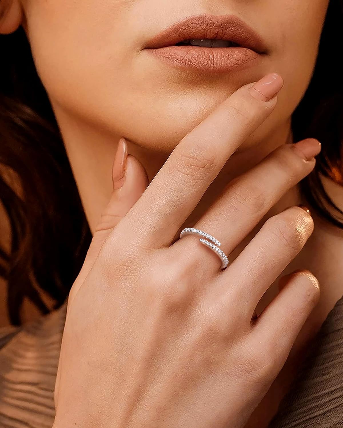 Open Twist Ring for Women 14K Gold Plated Cubic Zirconia/Emearld/Ruby/Sapphire 1.1mm Stackable Wedding Engagement Band Ring Fashion Statement Jewelry Gifts Size 6-10
