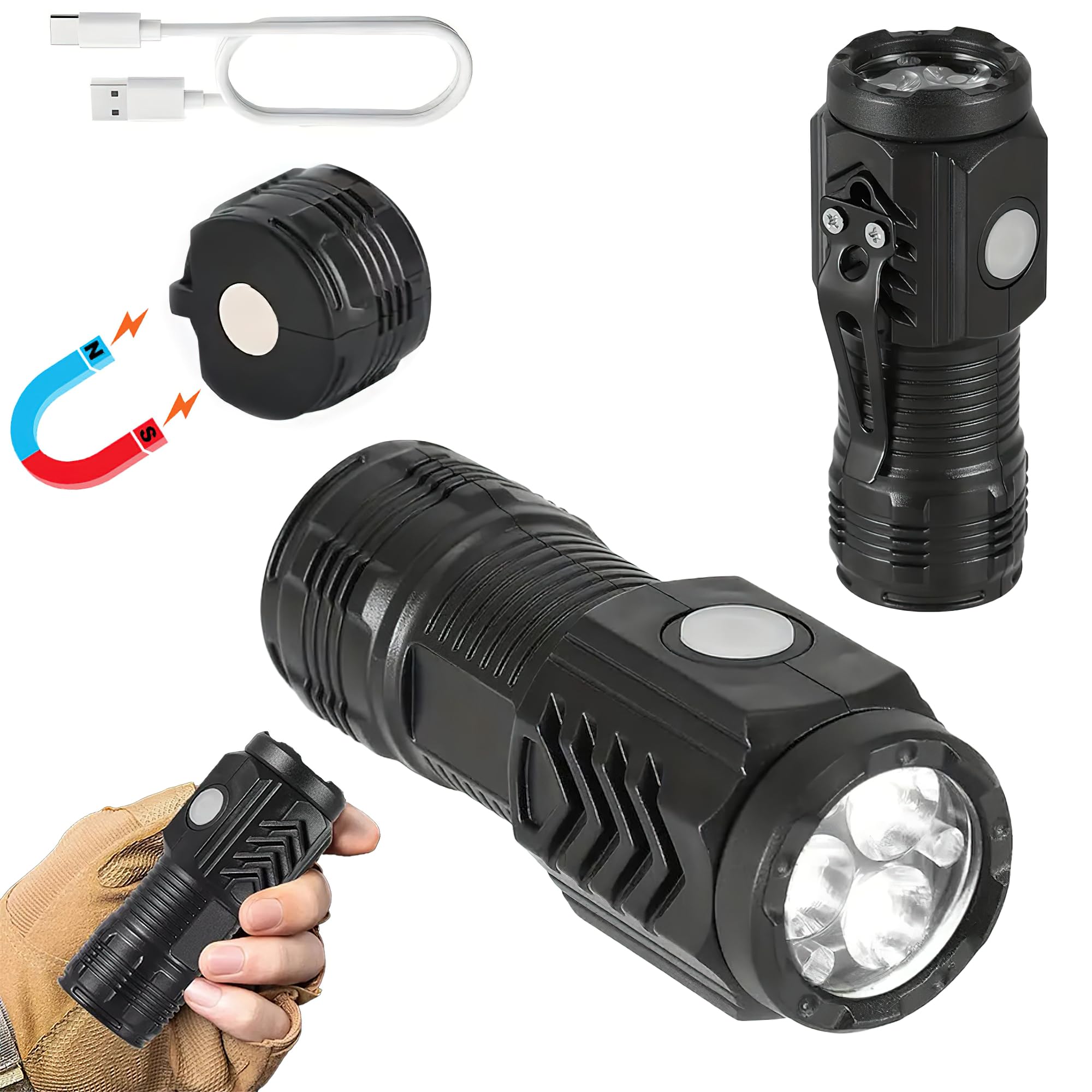ZOTIMO Rechargeable Mini Torch Pocket Light, Compact COB LED Camping Light with Clip & Magnet, Small Portable Flashlight with 3 Light Modes for Outdoor Adventures and Everyday Use