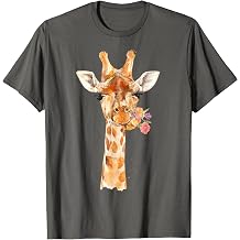 Funny Giraffe- Flowers Giraffe T-Shirt