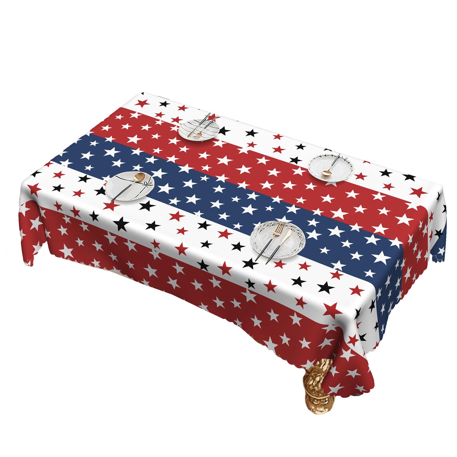 Snorvixre Flags Patriotic Tablecloth Stars and Stripe Table Covers for 4th of July Memorial Day Indoor Outdoor Use Fourth of July Tablecloth
