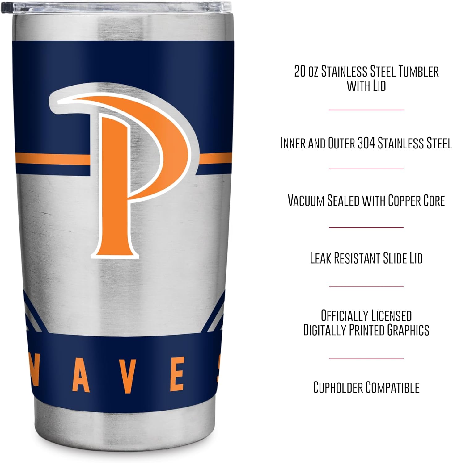 Rico Industries NCAA Pepperdine Waves Standard 20oz Stainless Steel Tumbler with Lid - Great For Coffee, Tea, Water or Cocktails - Image 7