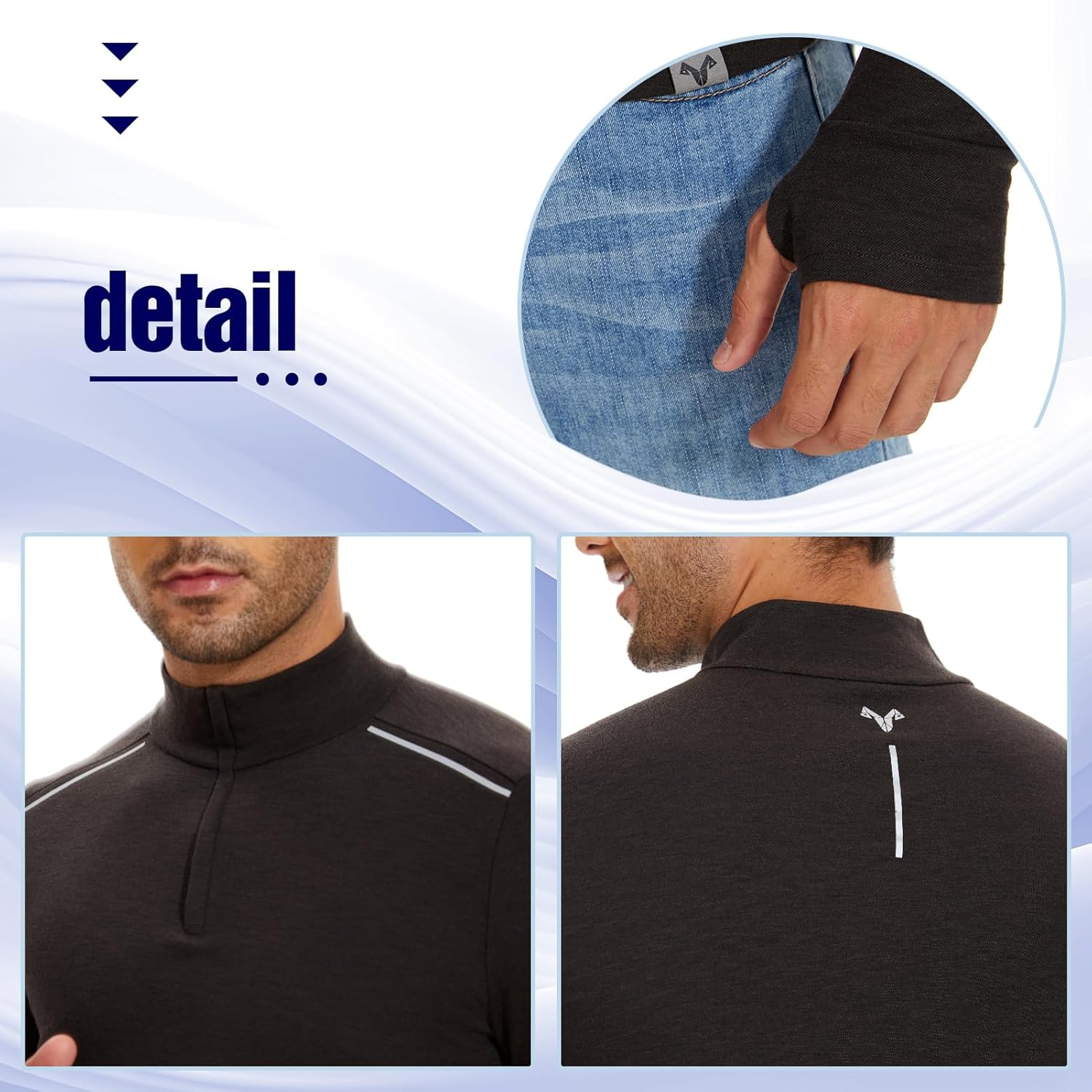 MERINNOVATION Merino Wool Base Layer for Mens - Wool Half Zip Sweater Long Sleeve Midweight Quarter Zip Thermal Men Shirt