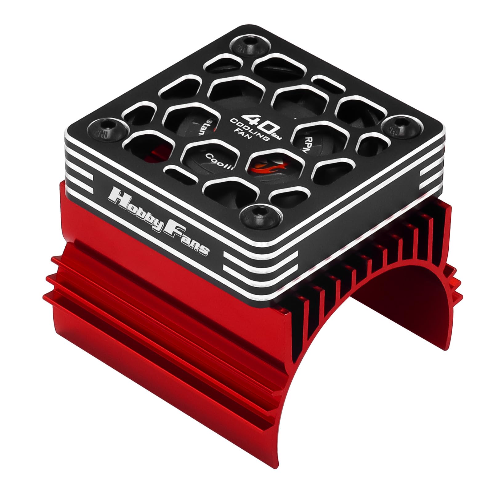 Hobby Fans 40mm RC Cooling Fan with Heat Sink and Metal Cover RC Electric Motor Fan with Heatsink for 1/8 RC Car 4074 4274 1515 1512 Motor, Red