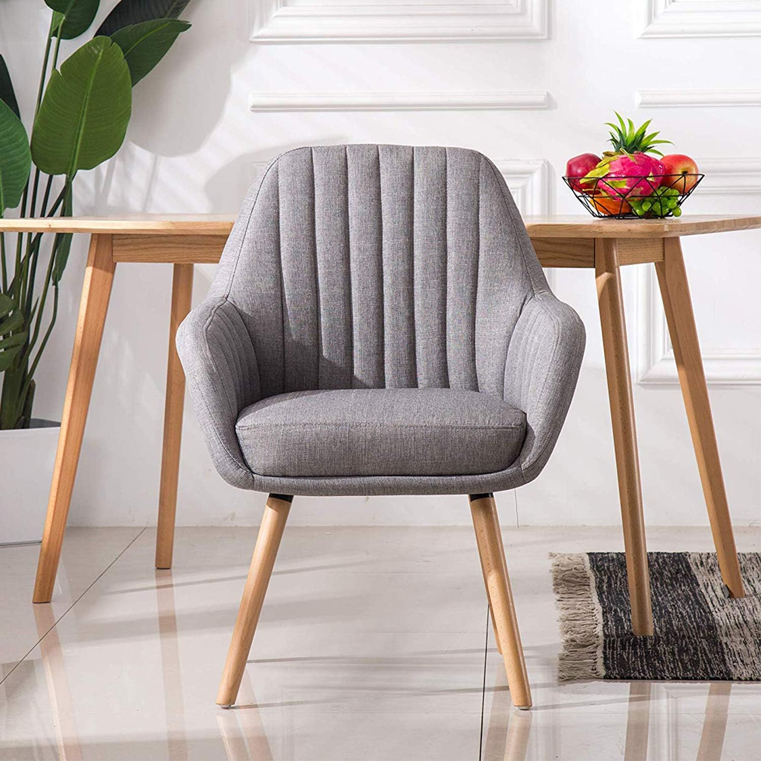 Homy Grigio Dining Chairs Living Room Chairs Accent Chair Mid-Century Modern Upholstered Fabric (Grey)