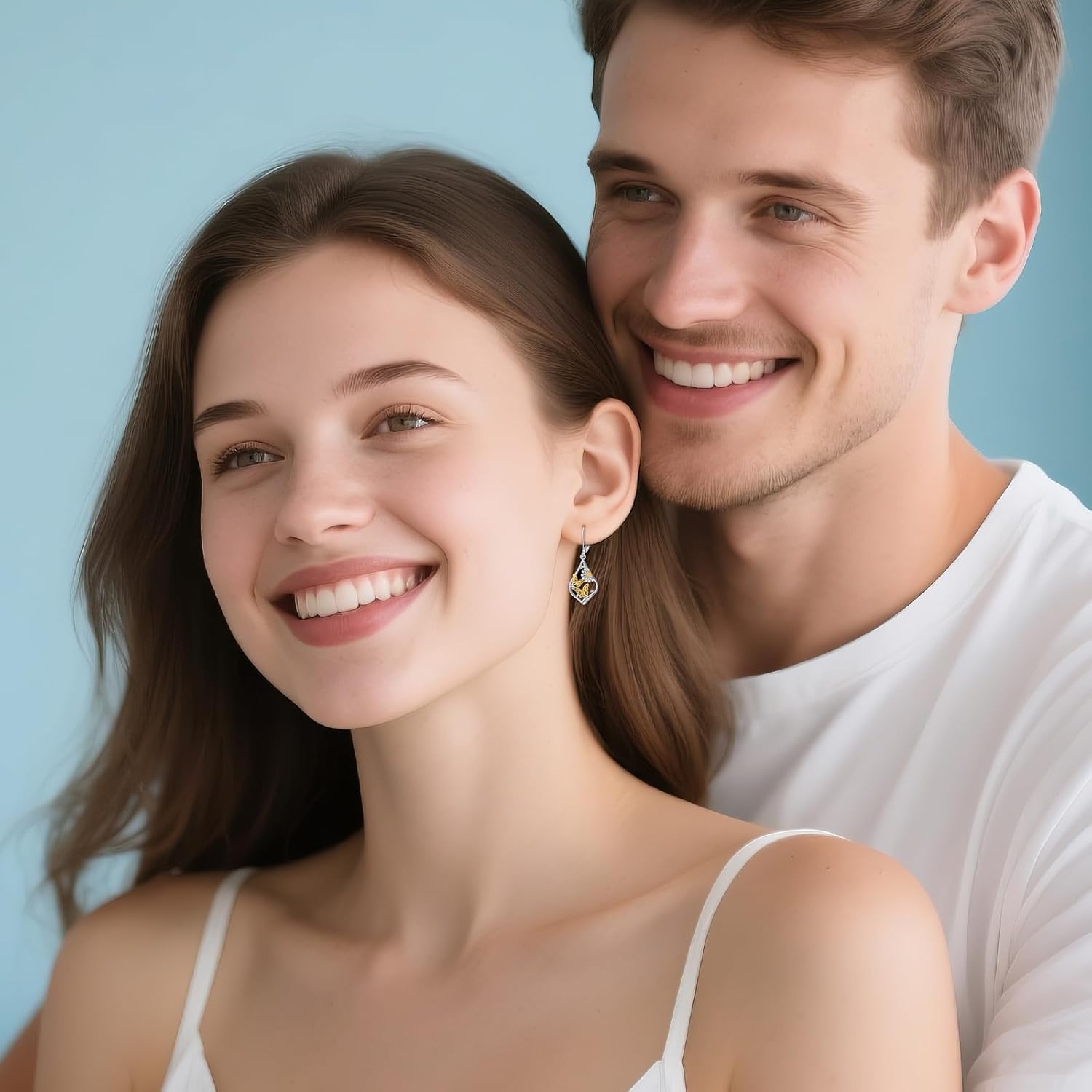 Butterfly/Dragonfly/Hummingbird Earrings Sterling Silver Daisy Drop Dangle Earrings Leverback Teardrop Jewelry Gifts for Women - Image 2