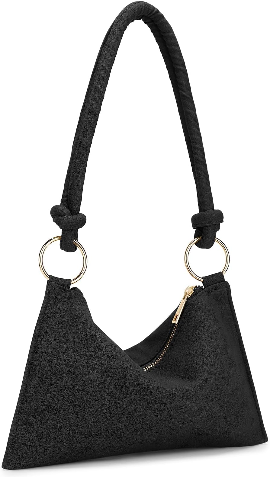 UBORSEBlack Faux Suede Clutch Purse for Women,Velvet Knot Evening Bag Mini Wristlet for Weddings, Proms, and Black-Tie Events