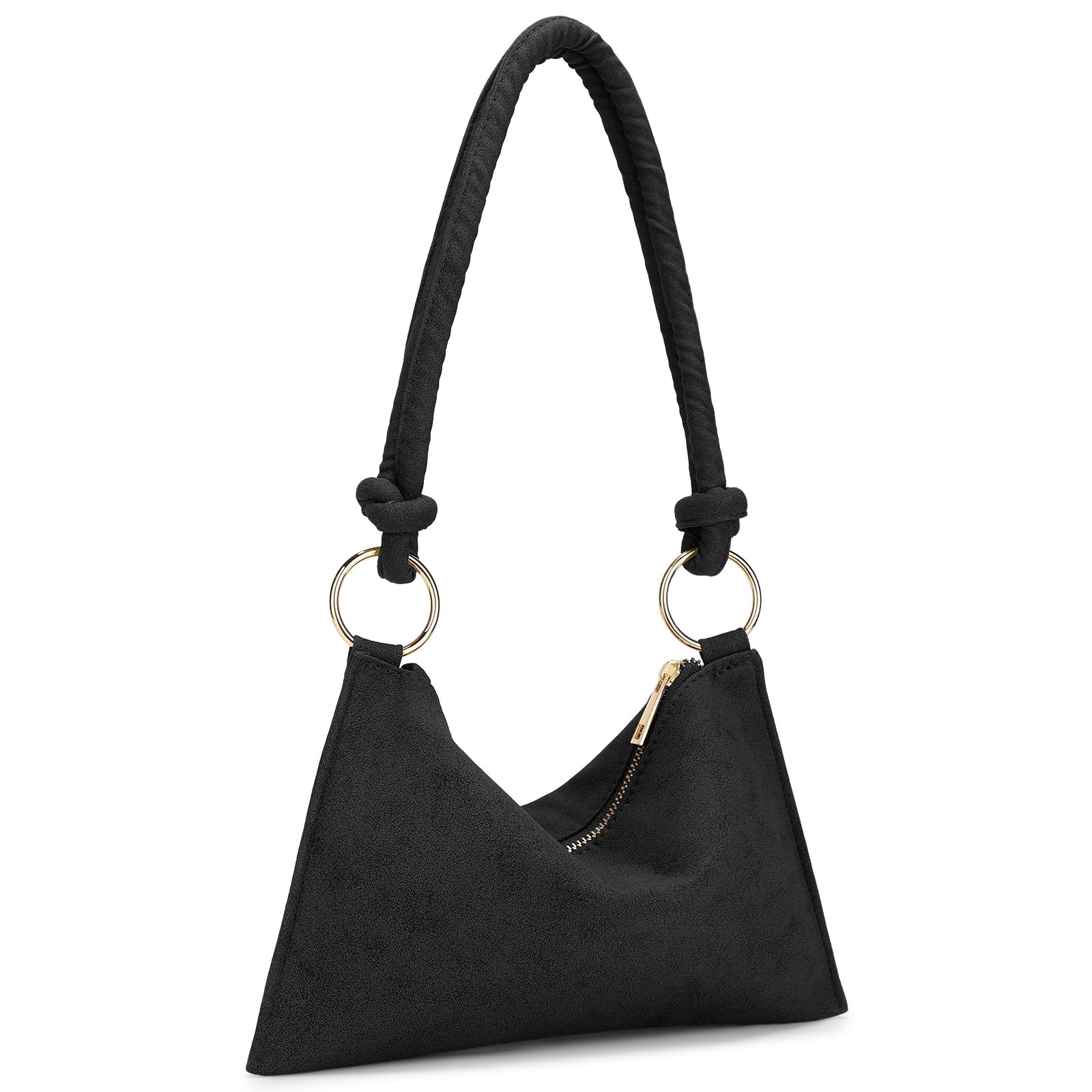 UBORSEBlack Faux Suede Clutch Purse for Women,Velvet Knot Evening Bag Mini Wristlet for Weddings, Proms, and Black-Tie Events