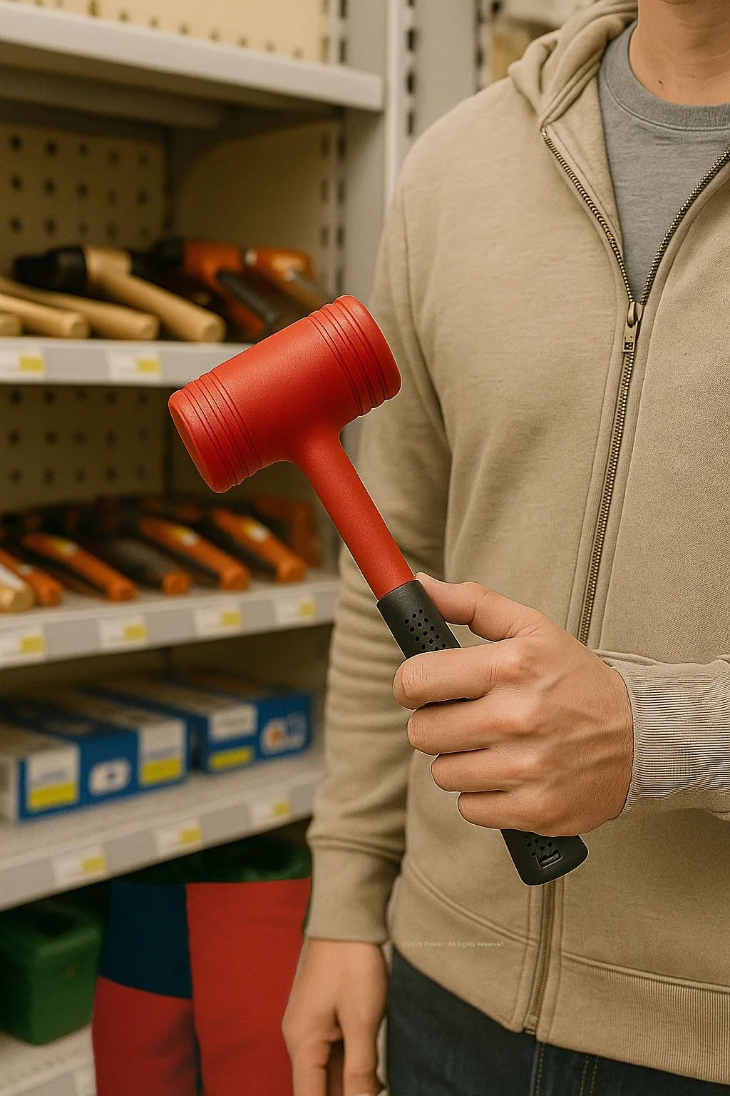 Proalet Çift Renkli Lastik Tokmak, Sert Plastik Başlık, İz Bırakmaz, Ergonomik Kaymaz Saplı, Kaporta İşleri, Süpürgelik Montajı, Marangozluk ve Fayans İşleri İçin Uygun, Dayanıklı El Aleti (50 MM)
