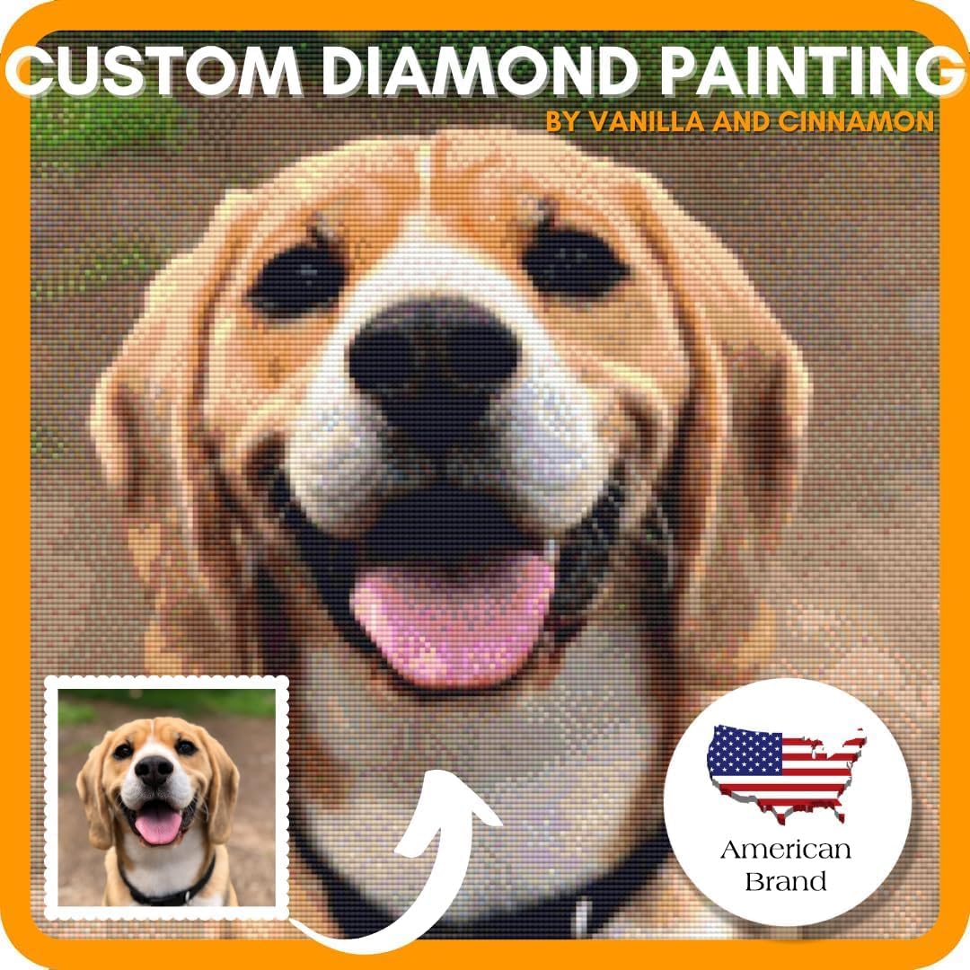 Vanilla and Cinnamon Custom Diamond Painting Kits for Adults - Personalized Diamond Art, Custom Diamond Art Kits, Square Drill 13.7 inch / 25x35 cm