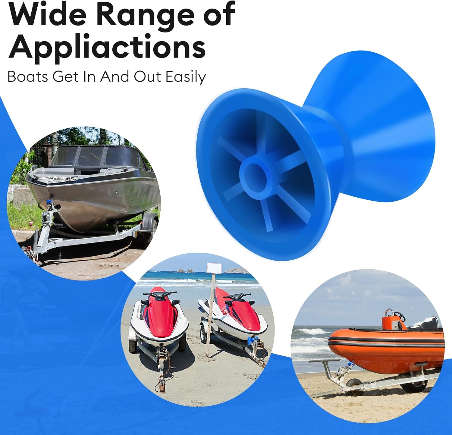 3 Inch 4 Inch Boat Trailer Roller Installation Aperture 1/2" Bow Stop for Boat Trailers Blue Bow Roller.