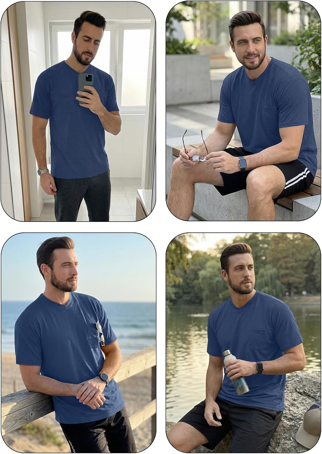 Mens T Shirts Short Sleeve 2026 V Neck Basic Casual Pocket Tee Shirts image 5