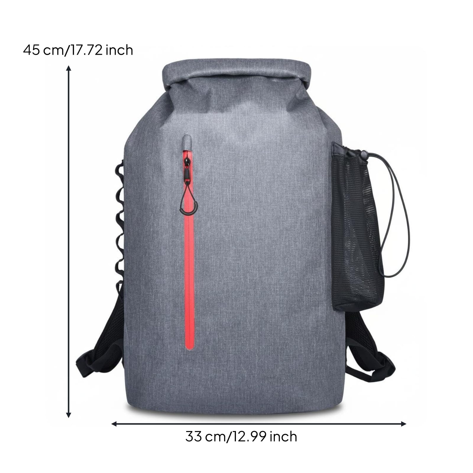 Gralara Outdoor Rucksack Wasserdicht Rucksack Tasche Daypack mit Rolltop IPX8 30L Cationisches Gewebe Mehrere Fächer Verstellbare Schultergurte Unterstützende, Grau, Grau, Einheitsgröße