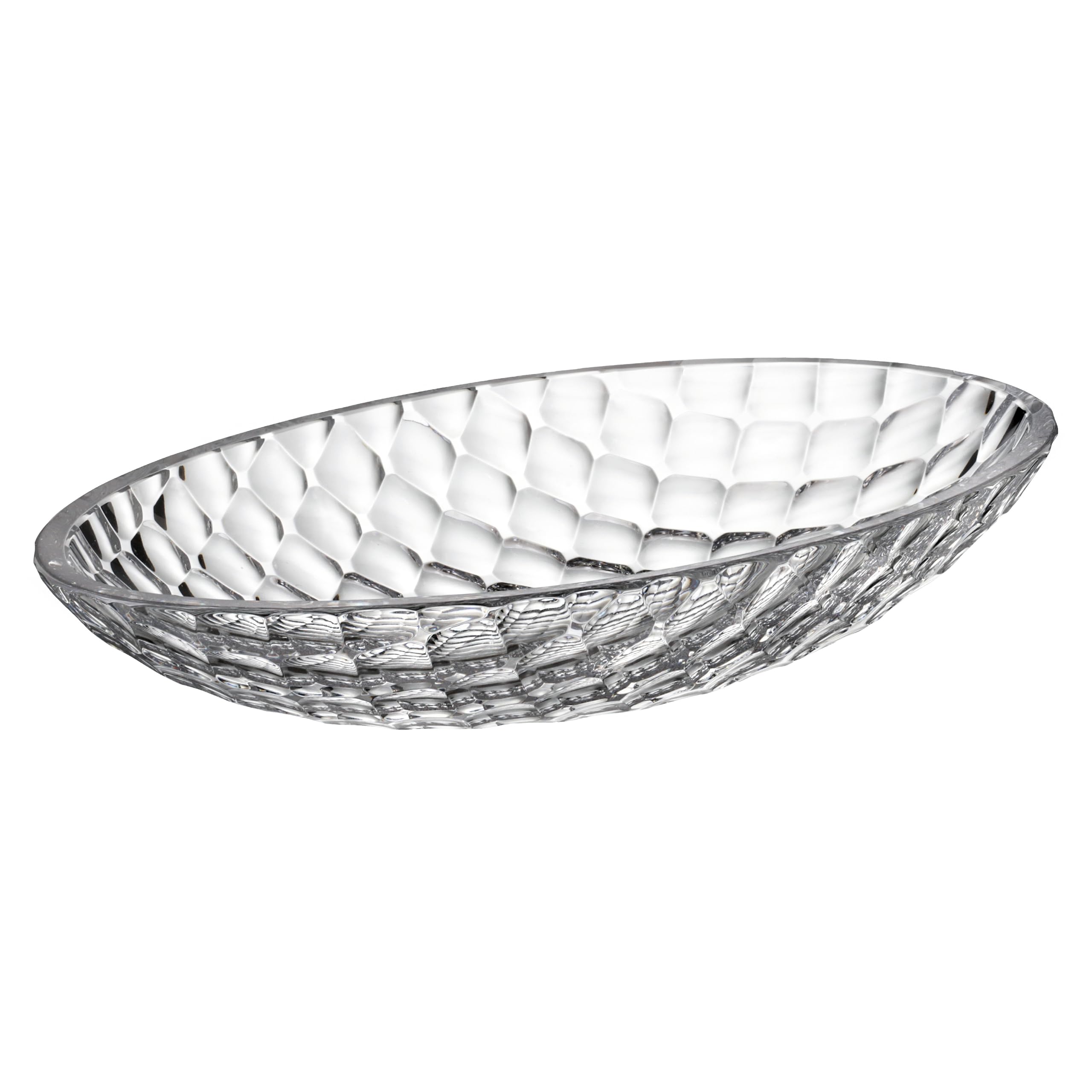 Crystal Bohemia Glasschale - 320 × 190 × 58 mm, Spülmaschinenfest, Kratzfest & Hitzebeständig - Servierschale aus Kristallglas für Obst, Salat, Snacks & Desserts - Ideal für Küche, Buffet & Deko