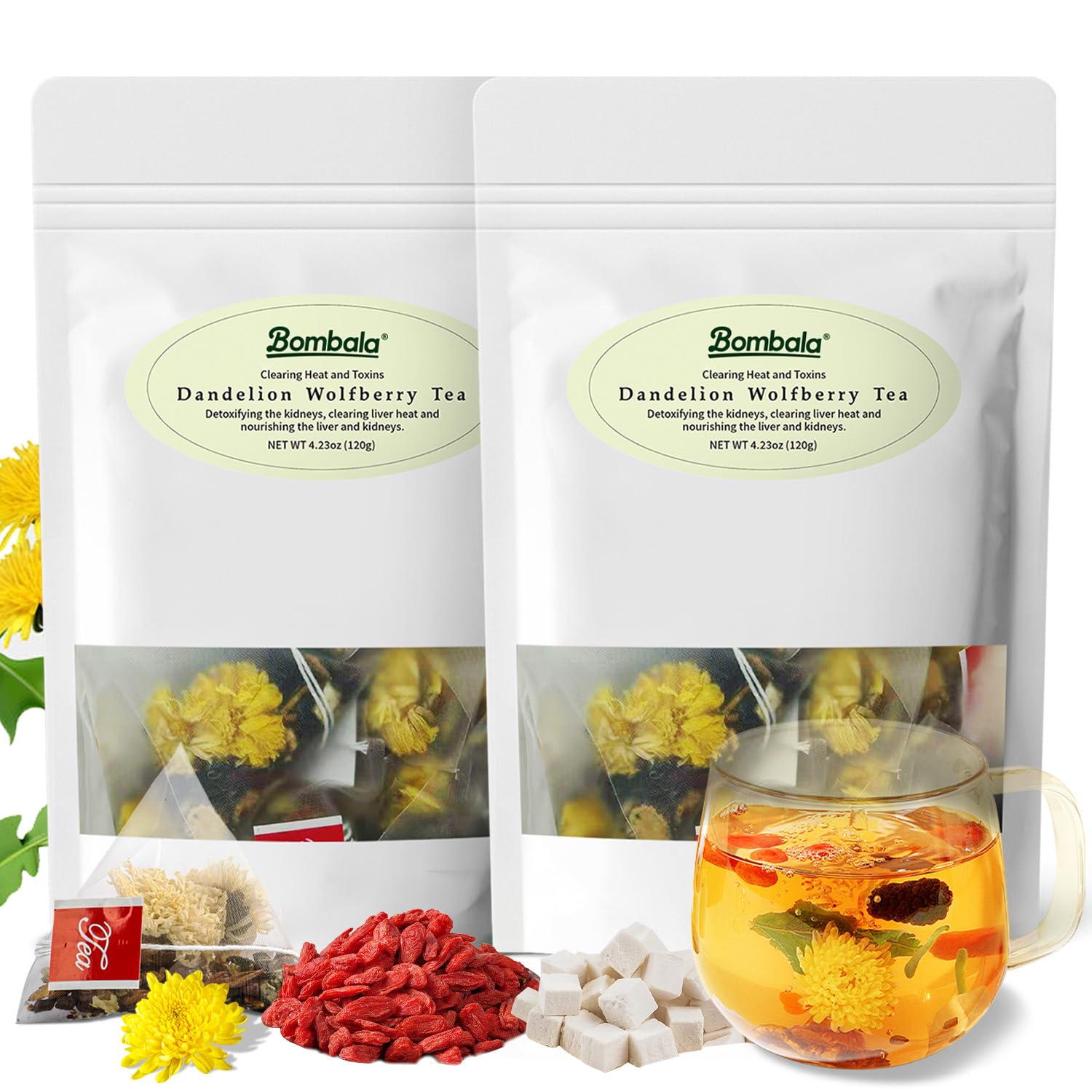 2Pcs Chicory & Gardenia Detox Tea Bags– Kidney & Liver Cleanse Chinese Herbal Blend with Tuckahoe Dandelion Burdock Root 2Pcs Chicory & Gardenia Detox Tea Bags– Kidney & Liver Cleanse Chinese Herbal Blend with Tuckahoe Dandelion Burdock Root
