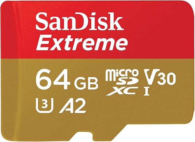SanDisk 64GB Extreme microSDXC card + SD adapter + RescuePRO Deluxe, up to 170MB/s, with A2 App Performance, UHS-I, Class, 10, U3, V30