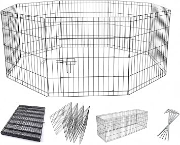 Pet Playpen Dog Pen Puppy Cat Rabbit Foldable Indoor/Outdoor Enclosure Run Cage Small Height 61cm