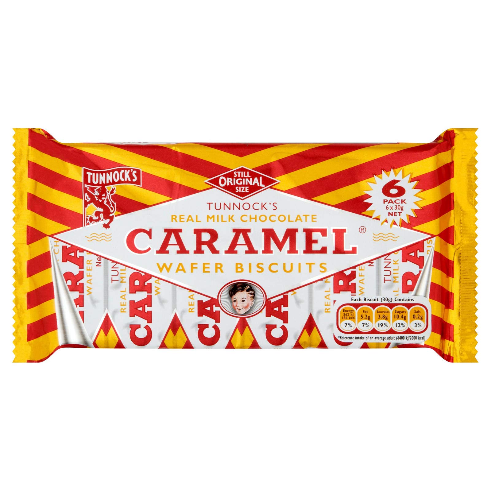Tunnocks Milk Chocolate Caramel 8 Wafers - Pack of 6 by Tunnock's