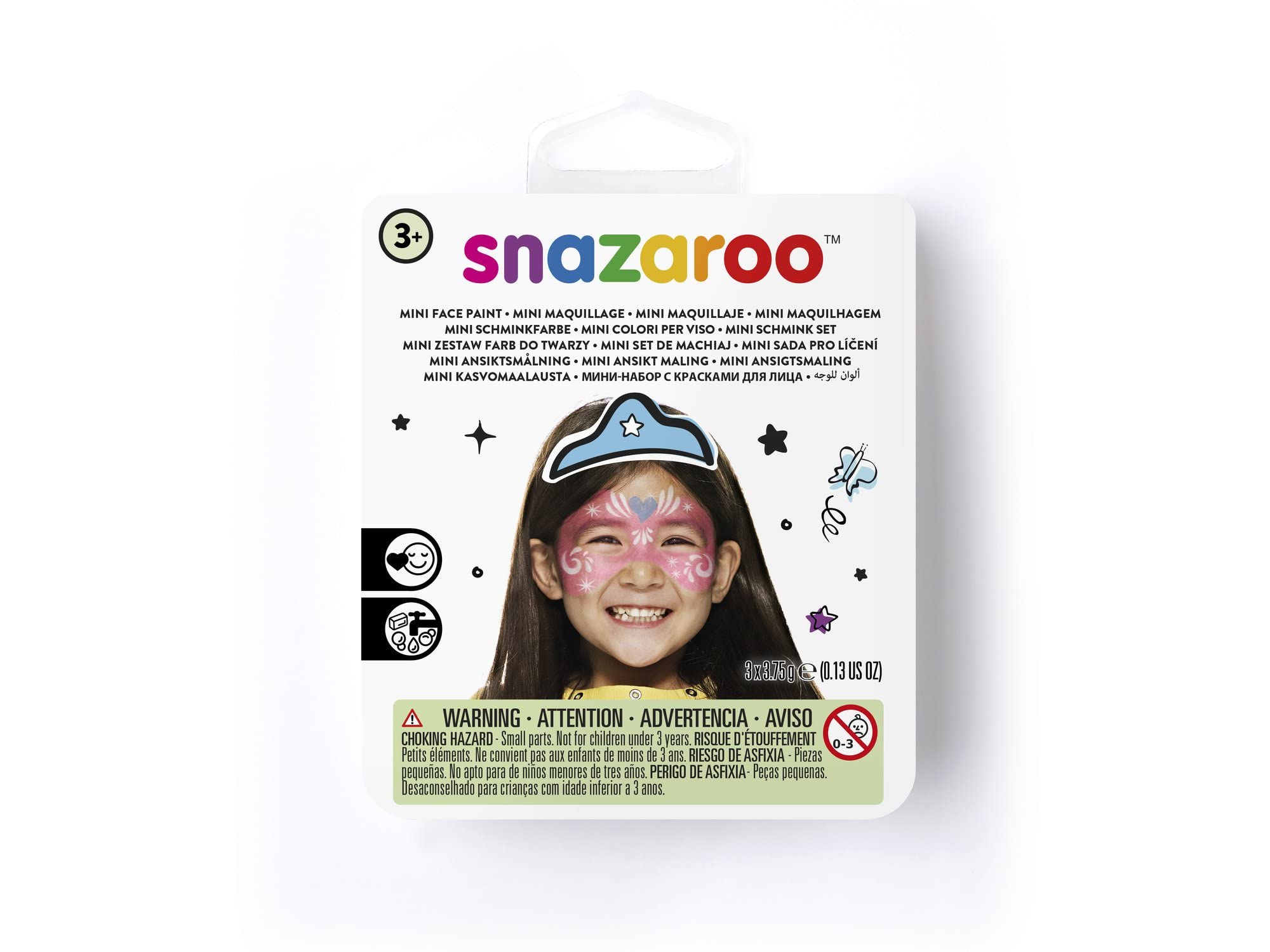 Snazaroo Fiesta pintura facial, color azul, blanco, rosa