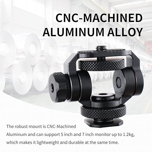 Miniatura 4 de Soporte para monitor de campo con zapata fría para monitor de 5 pulgadas y 7 pulgadas, giratorio e inclinable con montaje de tornillo estándar de 1/4