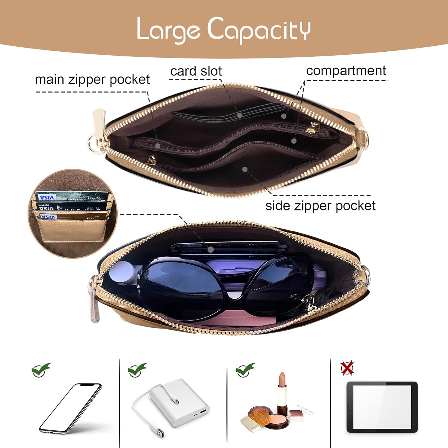 Crossbody Bag for Women, Vegan Leather Women Crossbody Purse Small Shoulder Handbags, Ladies Wristlet Clutch - Image 4