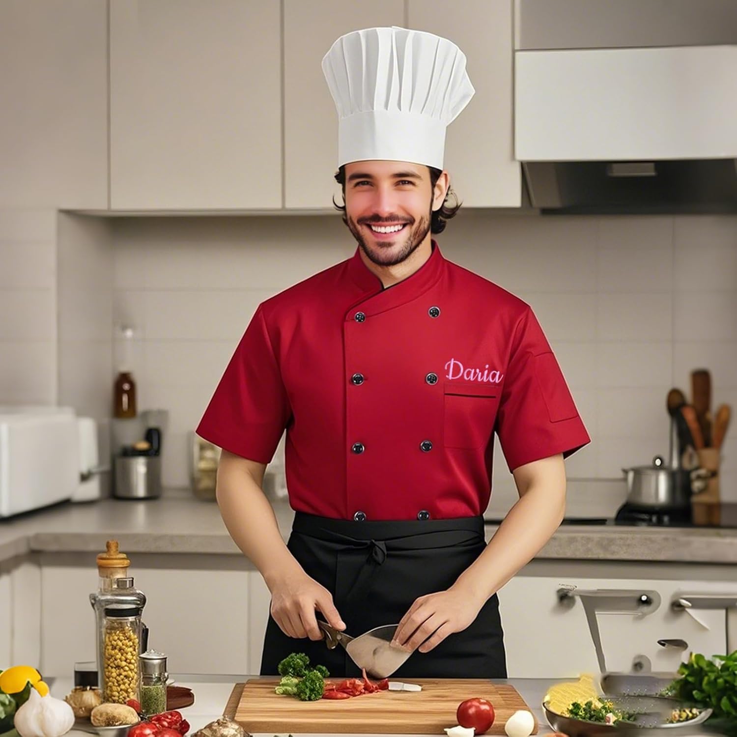 Custom Chef Coat Men Women,Personalized Chef Jacket With Embroidered Name Text,Custom Your Own Chef Work Jacket Shirt Uniform - Image 2