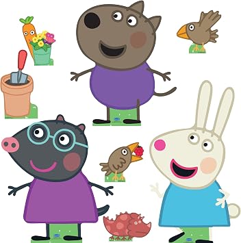 Star Cutouts SC4525 Rebecca, Danny & Molly Peppa Pig Party Supplies Multi-Pack Cardboard Cutouts 8PCS for A Happy Birthday & Room Decorations for Kids Boys Girls Tallest Cutout Height 75cm