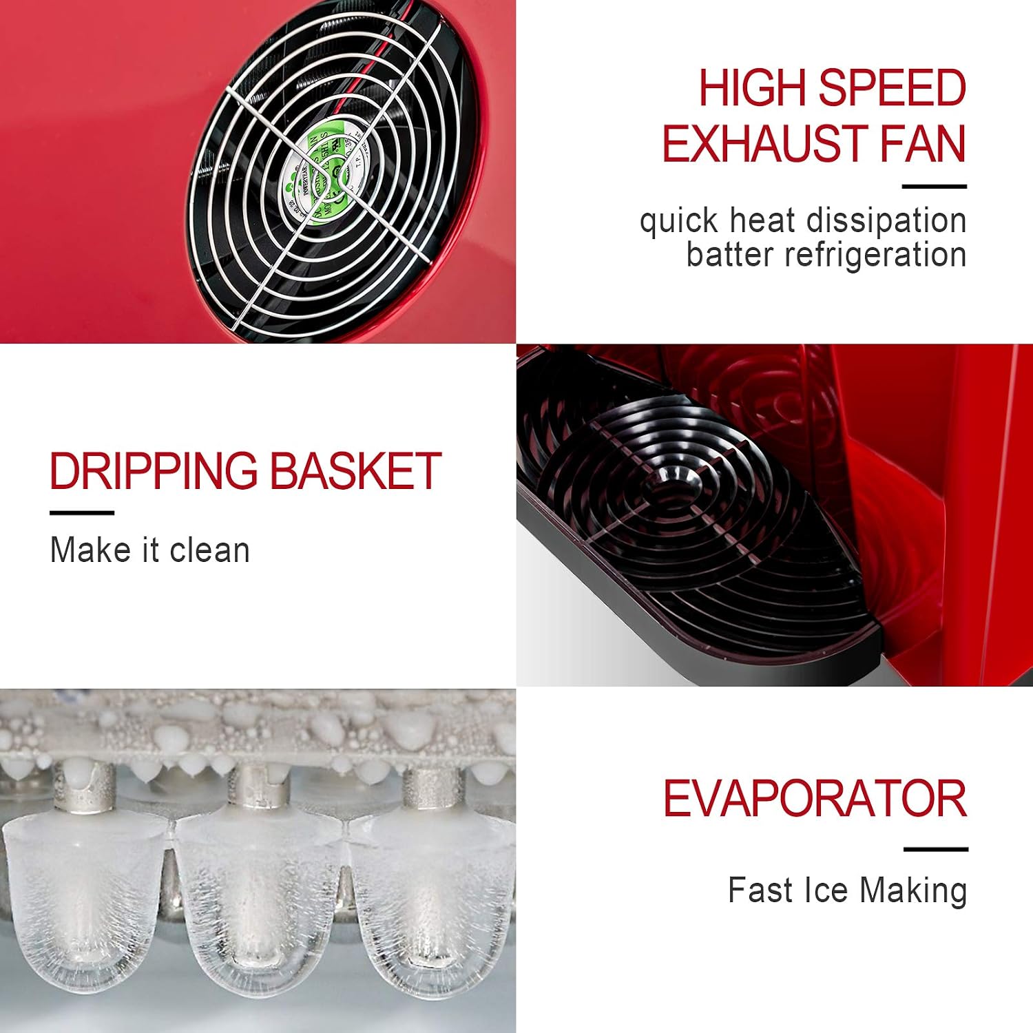 KUPPET 2 in 1 Countertop Ice Maker Water Dispenser, Ready in 6min, Produces 36 lbs Ice in 24 Hours, LED Display (Red)