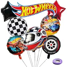 8 Pcs Hot Wheels Foil Balloons, Hot Car Birthday Party Decorations Supplies
