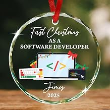 First Christmas As A Software Developer Ornament 2025, Personalized Software Developer Glass Ornament, Custom Name Coding Themed Christmas Ornaments, New Job Decor Gifts for Engineers Coders